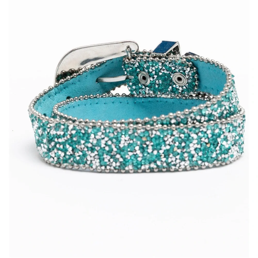 Shyanne Turquoise and Silver Rhinestone Belt